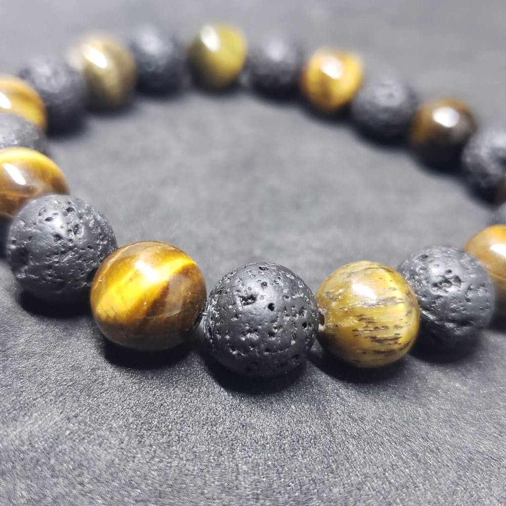 Tigers eye and lava stone aromatherapy bracelet